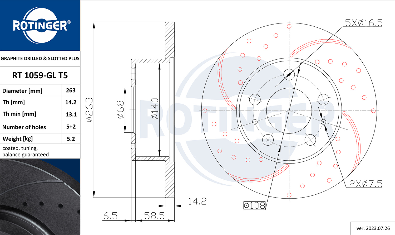 ROTINGER Féktárcsa, mind RT1059-GLT5_ROT